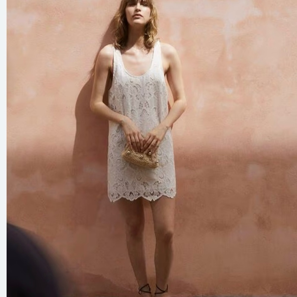 H&M White Lace Midi Dress